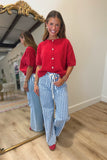 Bayeas High Rise Wide Leg Jean Stripe