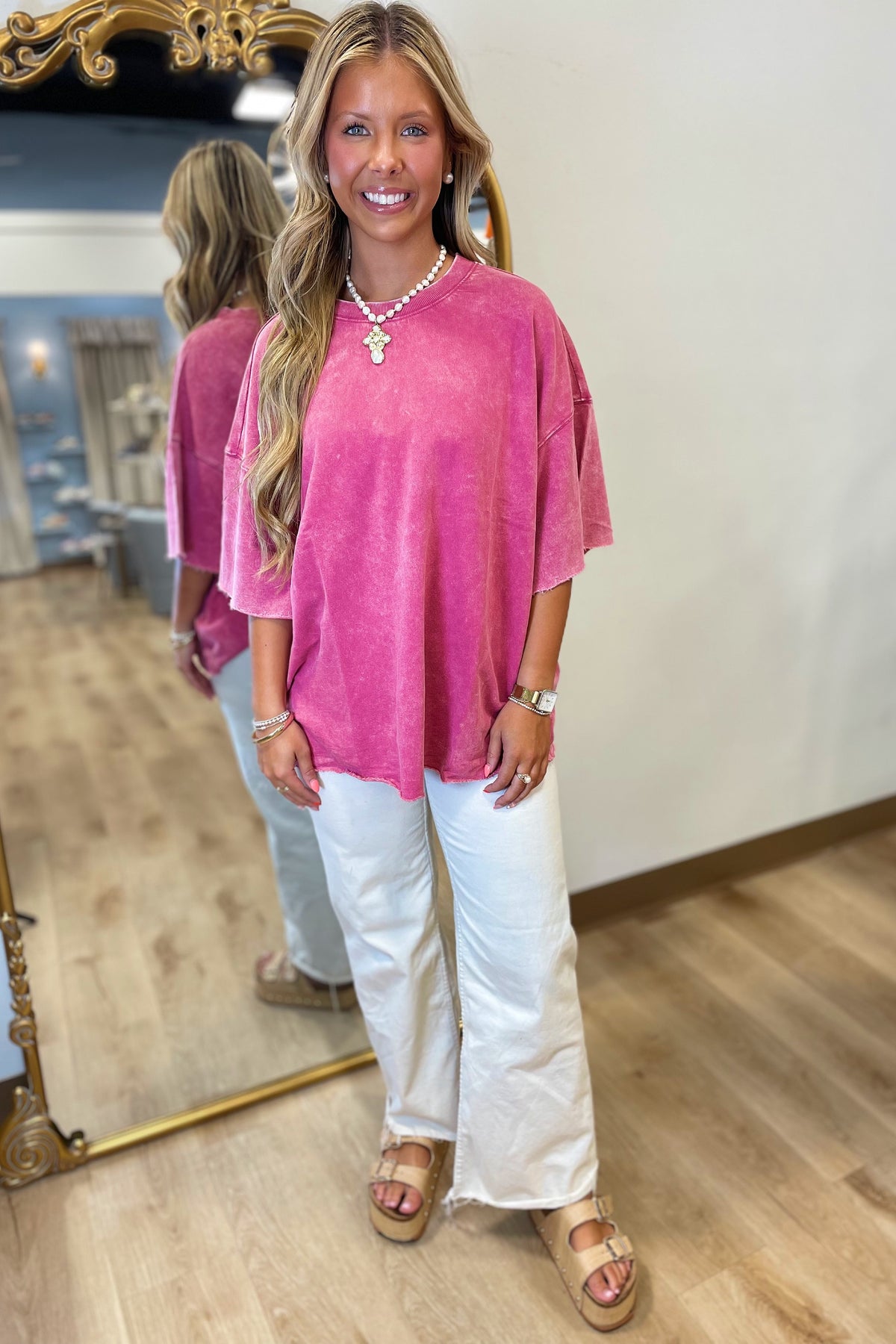 Slouch Club French Terry Raglan Tee Ash Pink