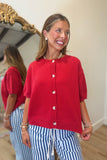 Always Charming Short Sleeve Sweater Red