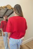 Always Charming Short Sleeve Sweater Red