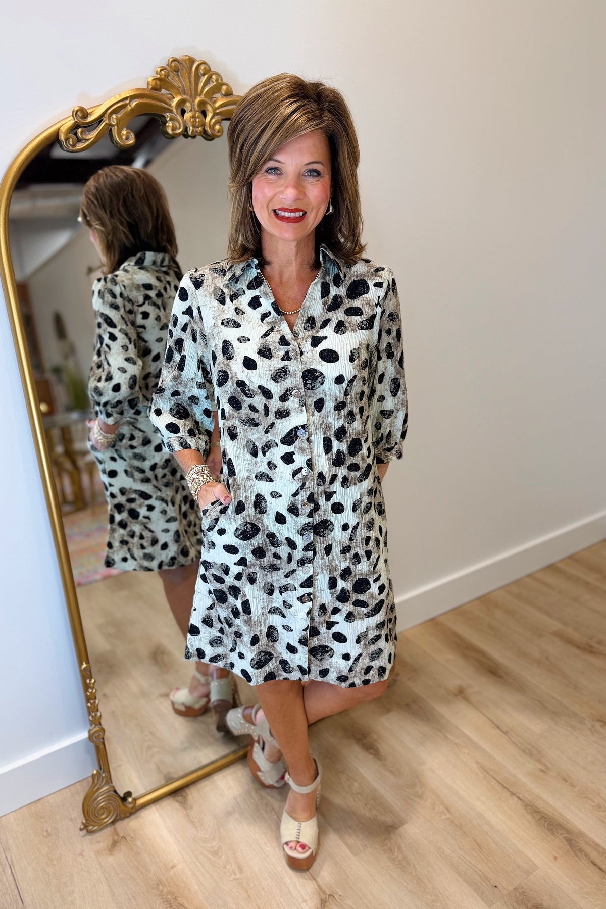 Boho Chic Crinkle Animal Print Dress