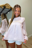 Light Breeze Lace Yoke Top Pink