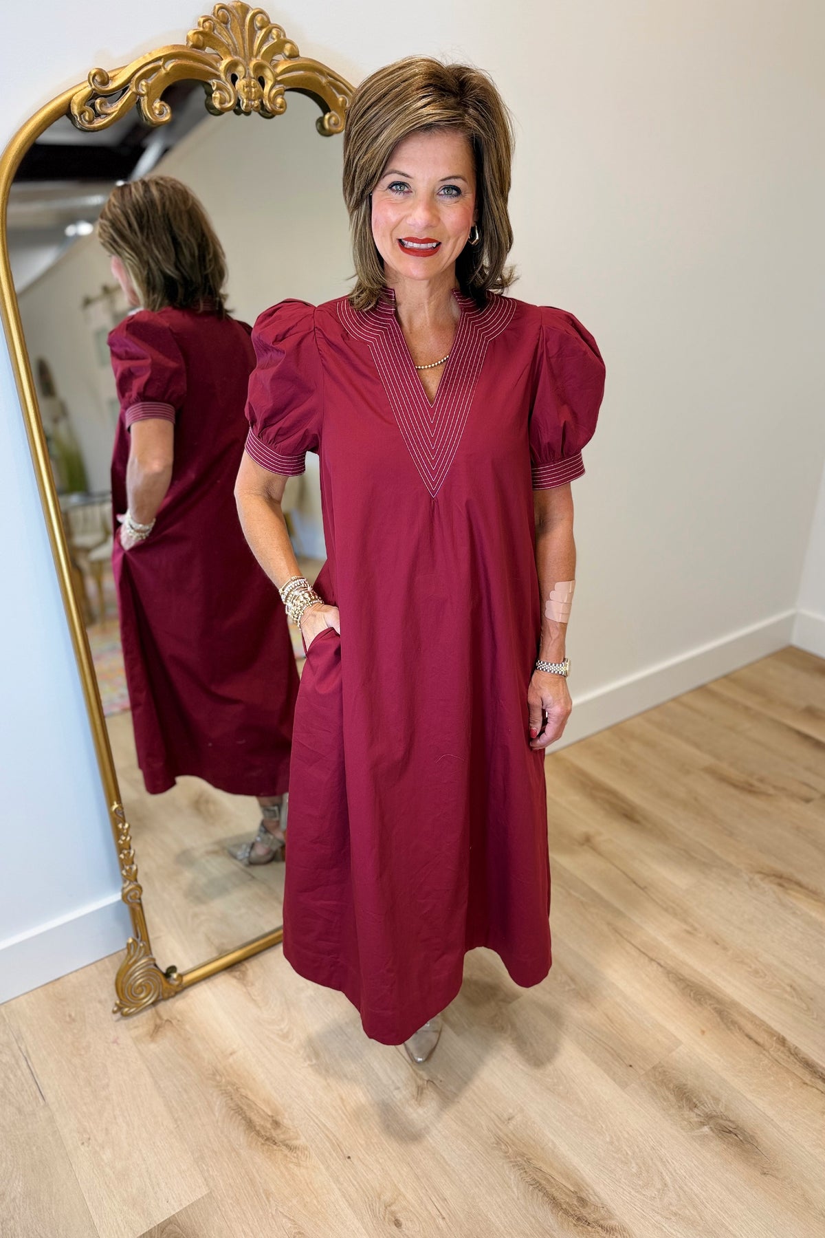 Autumn Day Midi Dress Burgundy