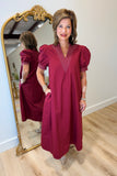 Autumn Day Midi Dress Burgundy