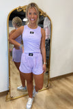 Lavender Lulu Mac Solid Shorts