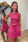 Gingham Grace Skirt Set Berry