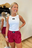 White Lulu Mac Solid Tank Tops