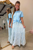 Blooming Blue Maxi Skirt Cream