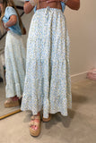 Blooming Blue Maxi Skirt Cream