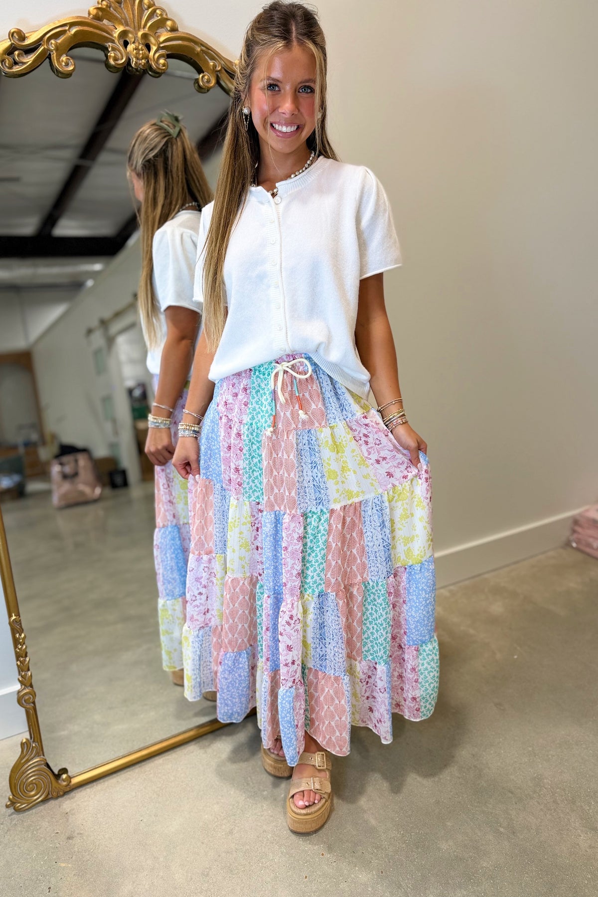 Sweet Breeze Cardigan Top Blue Ivory