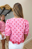 Dots and More Puff Sleeve Top Pink