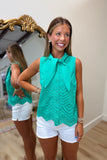 Tied In Eyelet Top Green