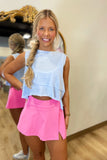 Side Slit A-line Skort Pink
