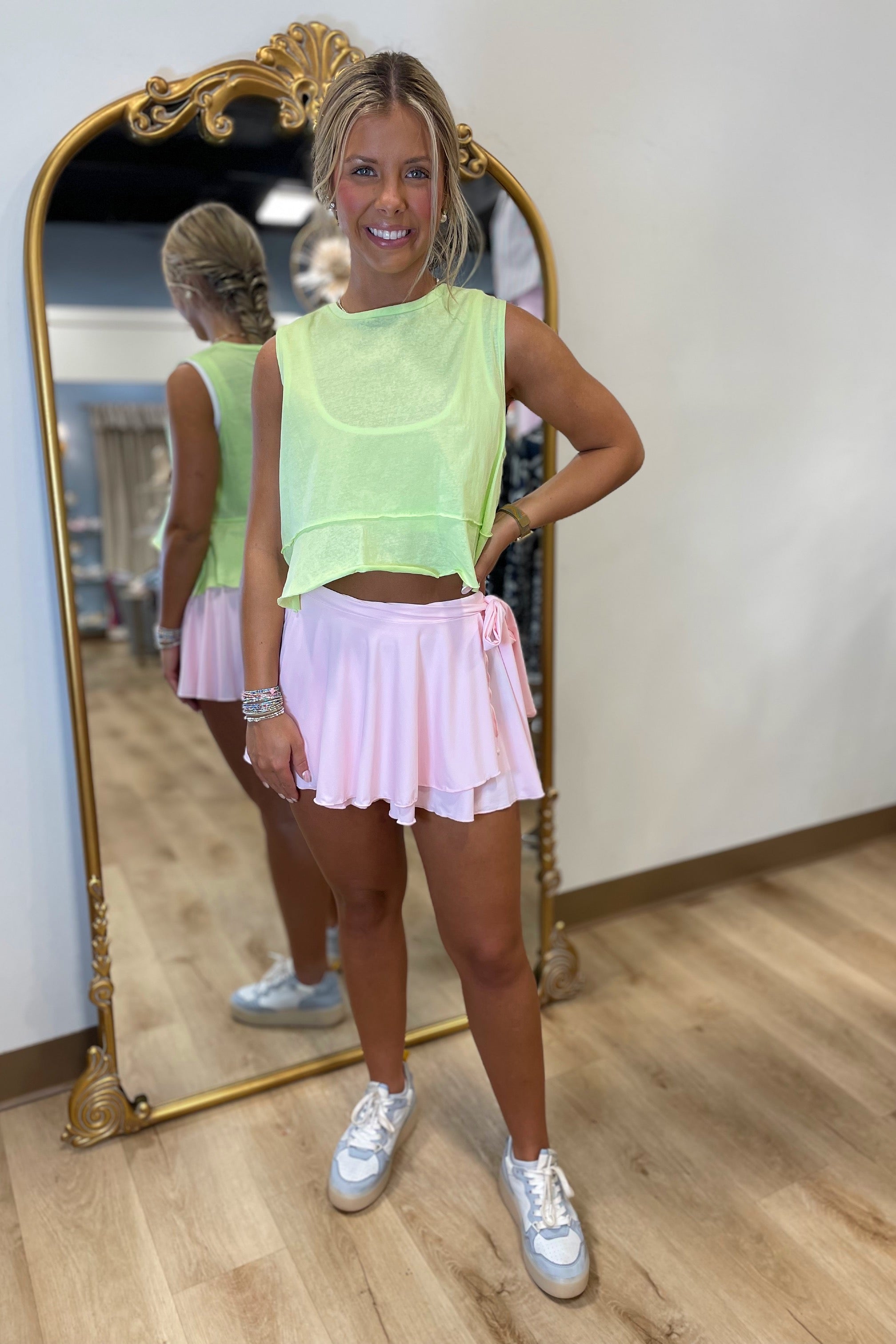 Flowy Wrap Athletic Skort Pink