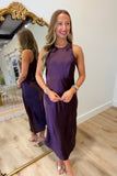 Satin Noir Sleeveless Midi Dress Wine