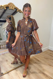 Garden Grove Puff Sleeve Dress Brown