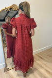Lanie Eyelet Puff Sleeve Dress Rust
