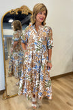 Umgee Floral Mix Print Dress Latte