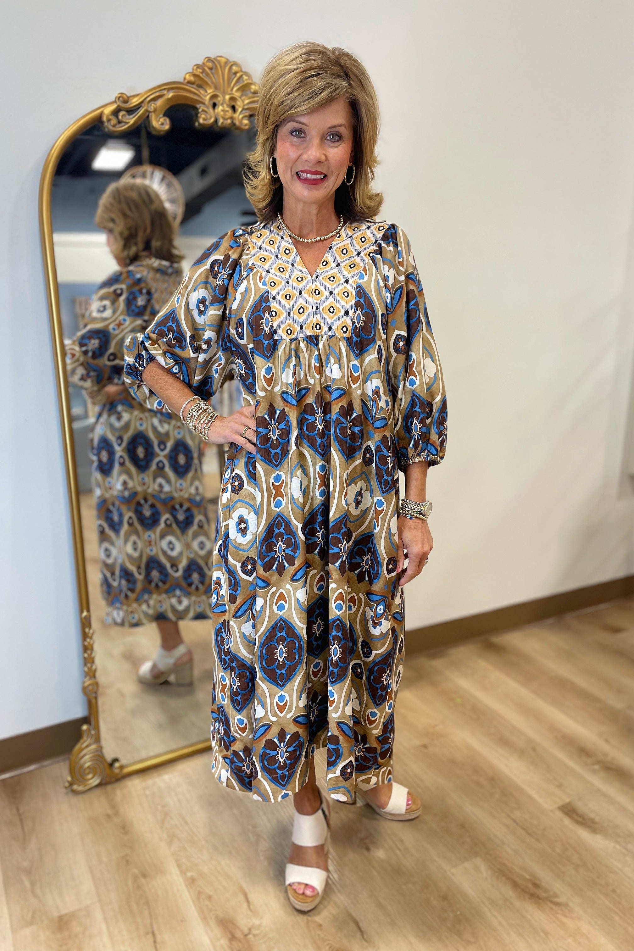 Umgee 3/4 Sleeve Dress Navy Mix Expectations Too Umgee 3/4 Sleeve Dress Navy Mix Expectations Too