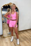Just a Girl Biker Shorts Pink