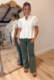 Lanie Eyelet Puff Sleeve Top Cream