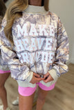 Make Heaven Crowded Camo Mock Neck Sweatshirt