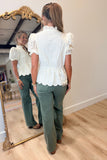 Lanie Eyelet Puff Sleeve Top Cream