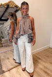 Oak Stripes Halter Top Brown