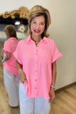 Cool Breeze Button Down Shirt Pink