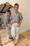 Changing Leaves Gingham Top Brown