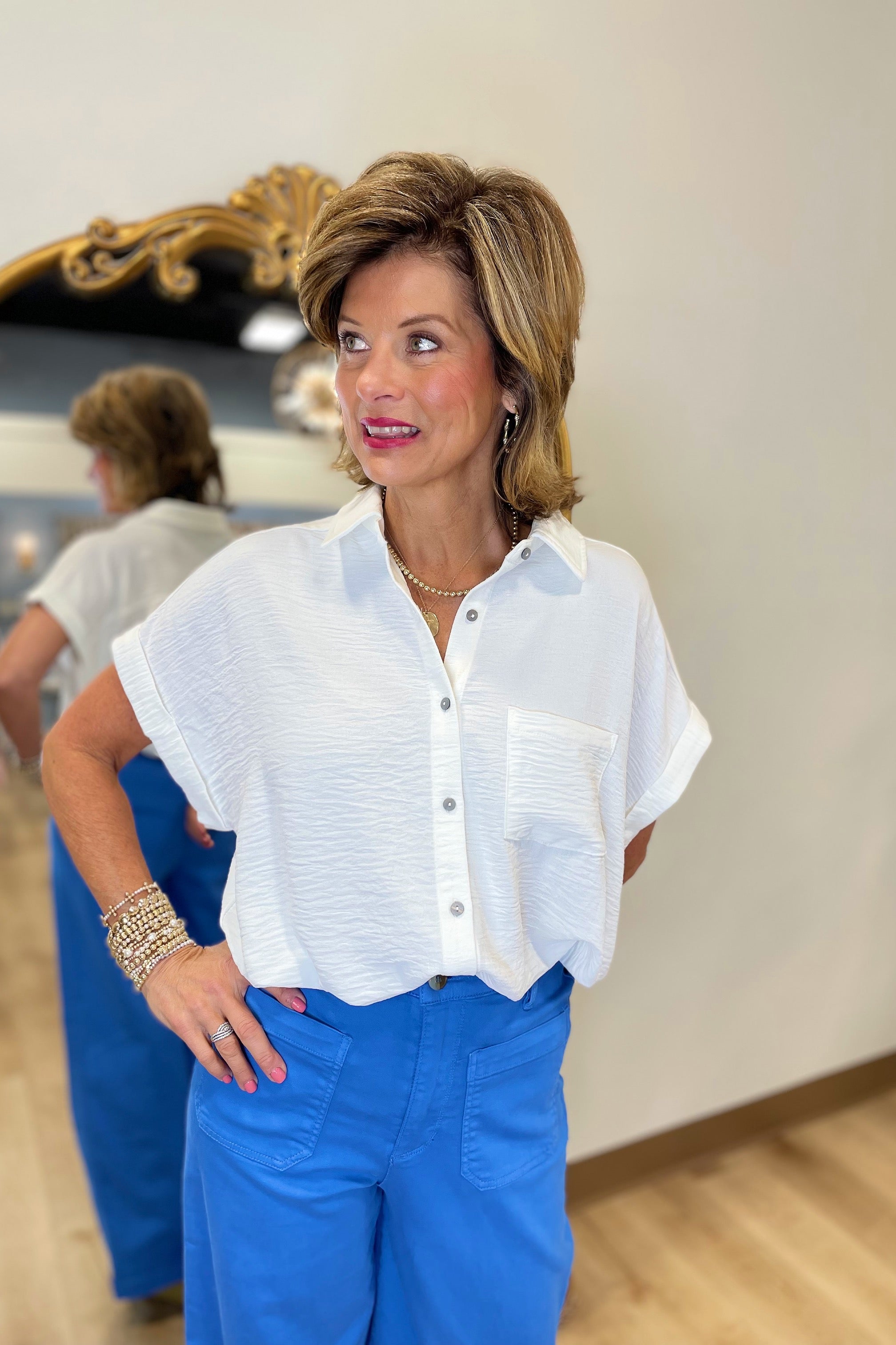 Cool Breeze Button Down Shirt White