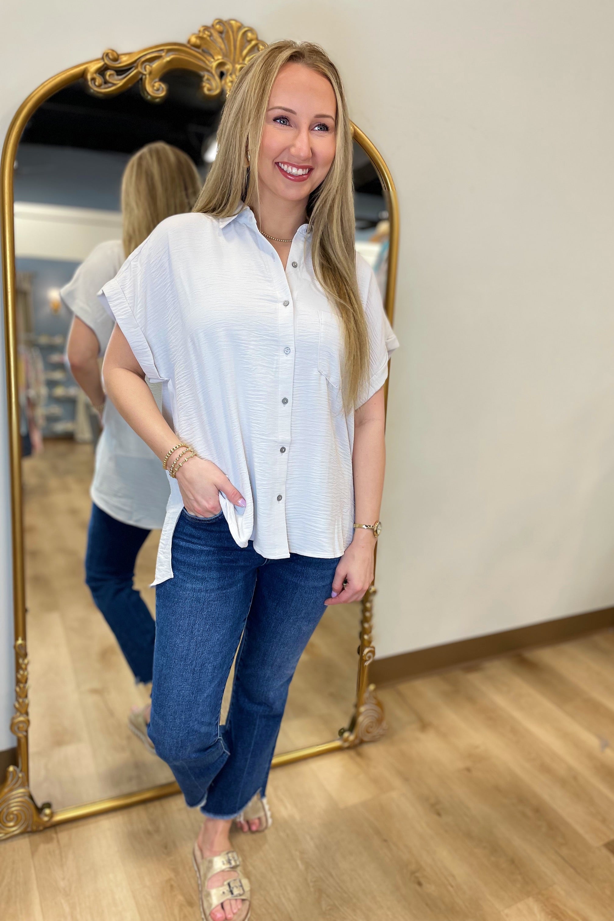 Cool Breeze Button Down Shirt Bone