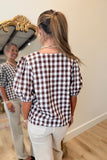 Changing Leaves Gingham Top Brown