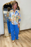 Floral Blur 3/4 Sleeve Blouse