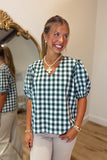 Changing Leaves Gingham Top Green