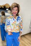 Floral Blur 3/4 Sleeve Blouse