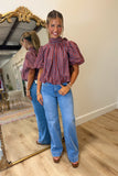 September Sweetheart Bubble Blouse Brick