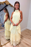 Sun Goddess Halter Neck Maxi Dress