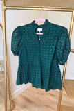 PLUS Lanie Eyelet Puff Sleeve Top Green