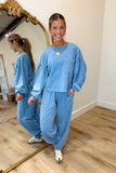 Izzy Mineral Wash Jogger Set Blue