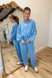 Izzy Mineral Wash Jogger Set Blue