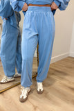 Izzy Mineral Wash Jogger Set Blue