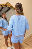 All Summer Long Textured Short Blue