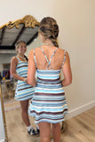 Active Hour Striped Athletic Dress Ice Blue