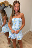 Coastal Crush Floral Romper Blue