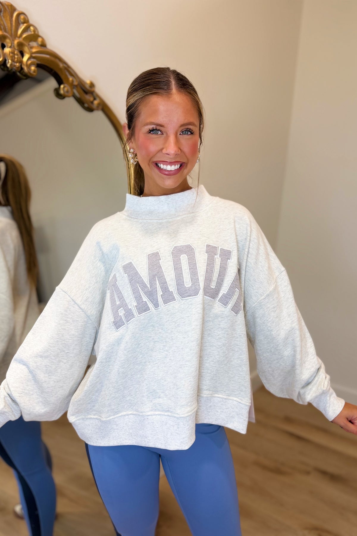 Amour Oversized Mock Neck Sweatshirt