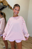 Weekend Cozy Waffle Top Pink