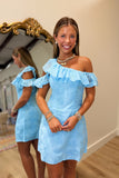 Night to Shine One Shoulder Dress Blue