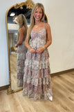 Romantic Floral Tiered Maxi Dress Clay
