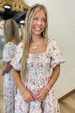 Florals For Fall Dress Ecru